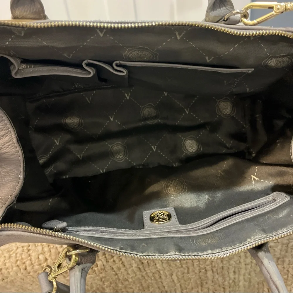 VINCE‎ CAMUTO Large Zip Top Close Satchel Crossbody Strap Pockets Gray